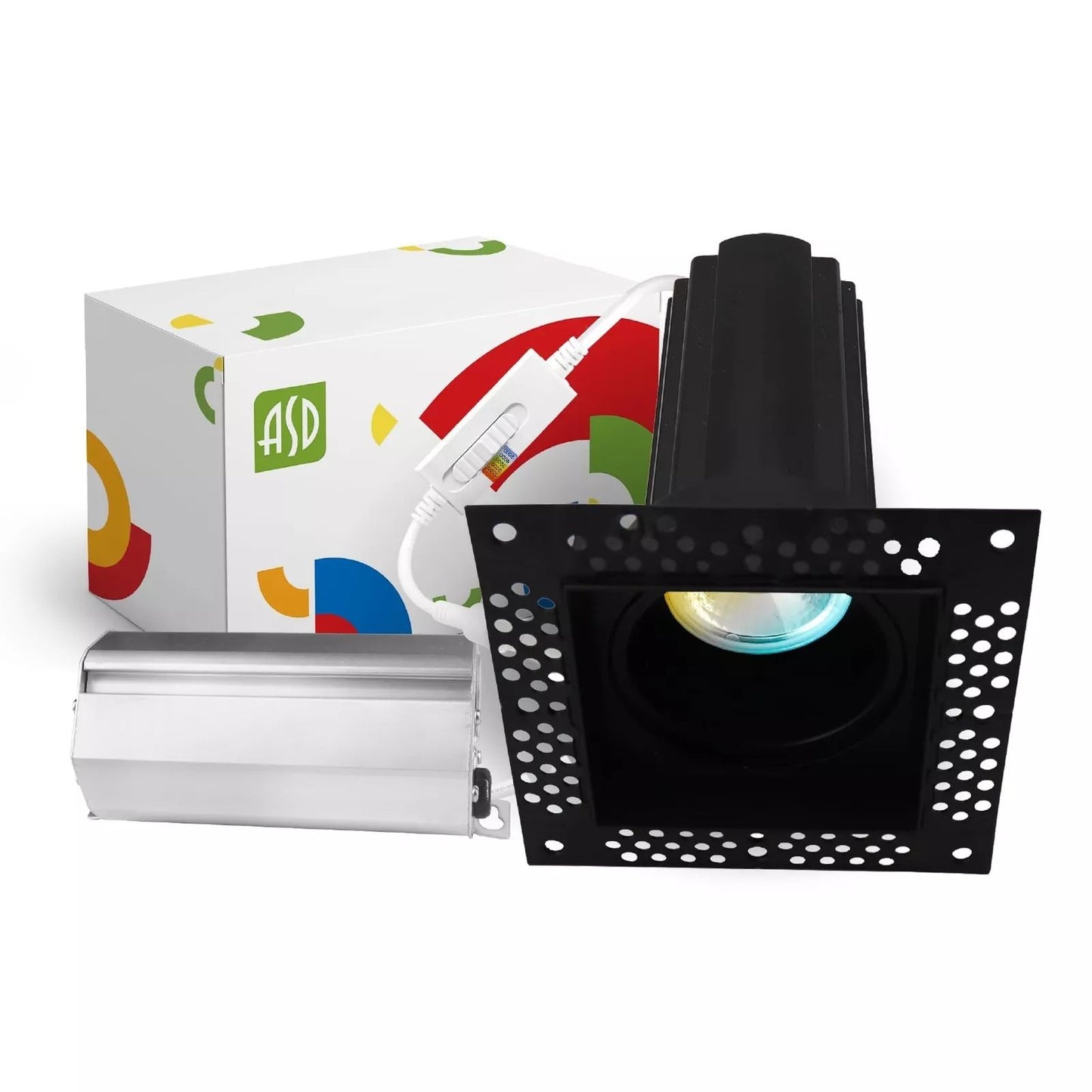 ASD Lighting LED Trimless Downlight Square 2inch 15W 120V Triac 2700/3000/3500/4000/5000K Black ETL Energy Star