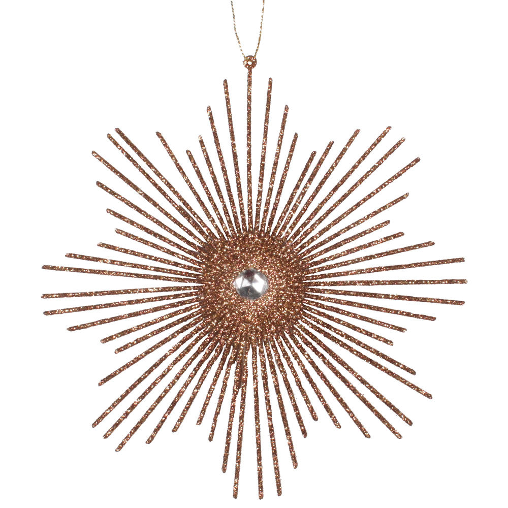 Vickerman 6.5" Mocha Snowflake Burst Glitter Christmas Ornament 6 per Bag
