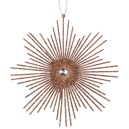 Vickerman 6.5" Mocha Snowflake Burst Glitter Christmas Ornament 6 per Bag
