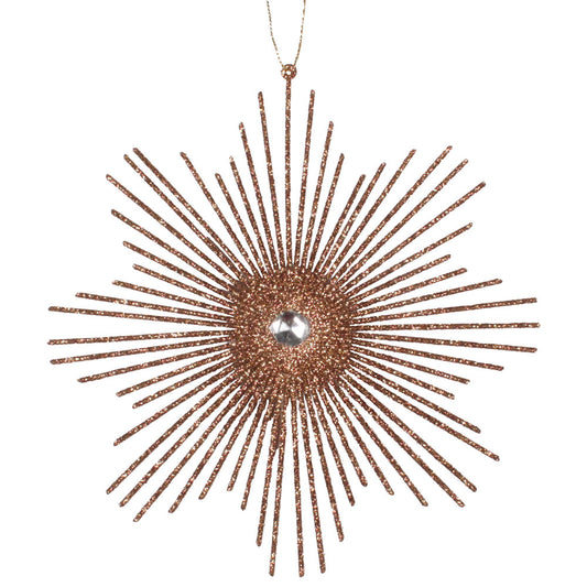 Vickerman 6.5" Mocha Snowflake Burst Glitter Christmas Ornament 6 per Bag