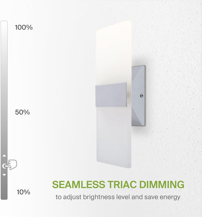 ASD Lighting LED Wall Sconce 12inch 12W 120V Triac 2700/3000/3500/4000/5000K Nickel UL