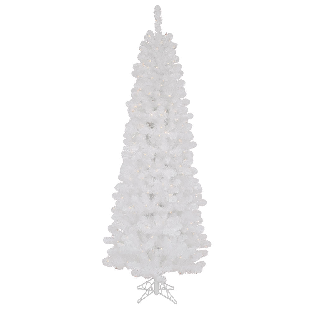 Vickerman 6.5' White Salem Pencil Pine Artificial Christmas Tree 300 Clear Dura-lit Incandescent Lights