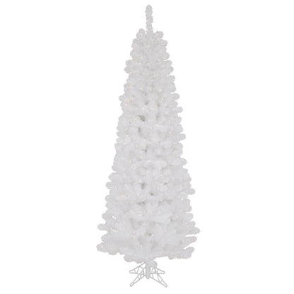 Vickerman 6.5' White Salem Pencil Pine Artificial Christmas Tree 300 Clear Dura-lit Incandescent Lights