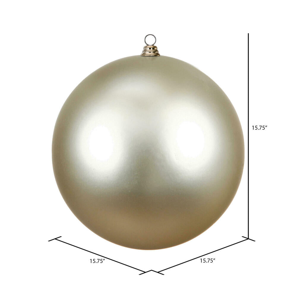 Vickerman 15.75" Champagne Matte Ball Christmas Ornament UV Resistant