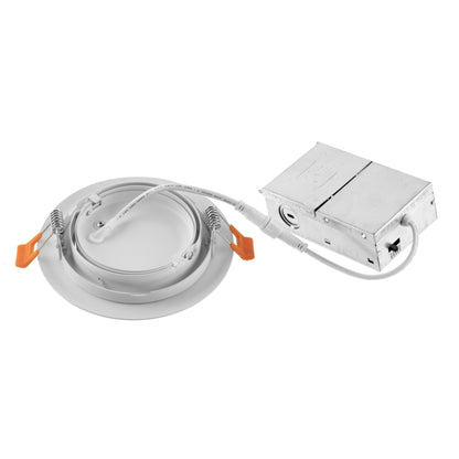 ASD Lighting LED Round Recessed Mini Panel Gimbal 3" 6W 120V Dimmable CCT Selectable 2700/3000/3500/4000/5000K White UL Energy Star 6pack