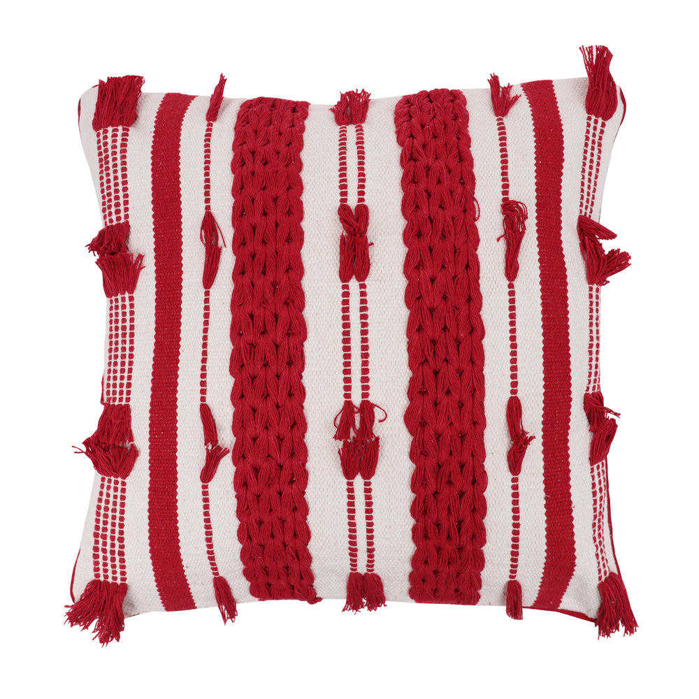 Vickerman 20" x 20" Red and White Stripe Cotton Pillow