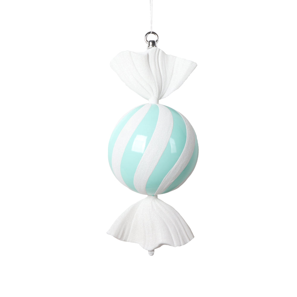 Vickerman 13" Seafoam Round Swirl Candy Ornament.