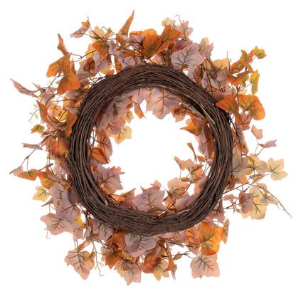 Vickerman 22" Fall Orange Artificial Leaf Wreath.