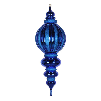 Vickerman 35" Blue Shiny Finial Ornament with Glitter Accents
