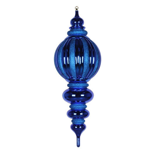 Vickerman 35" Blue Shiny Finial Ornament with Glitter Accents