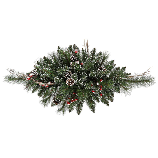Vickerman 30" Snow Tipped Pine and Berry Artificial Christmas Spray Unlit