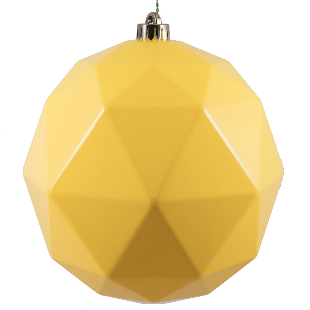 Vickerman 8" Yellow Shiny Geometric Ball Ornament