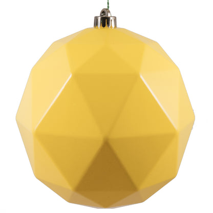 Vickerman 8" Yellow Shiny Geometric Ball Ornament