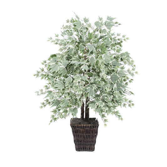 Vickerman 4' Artificial Silver Maple Bush Square Willow Basket.