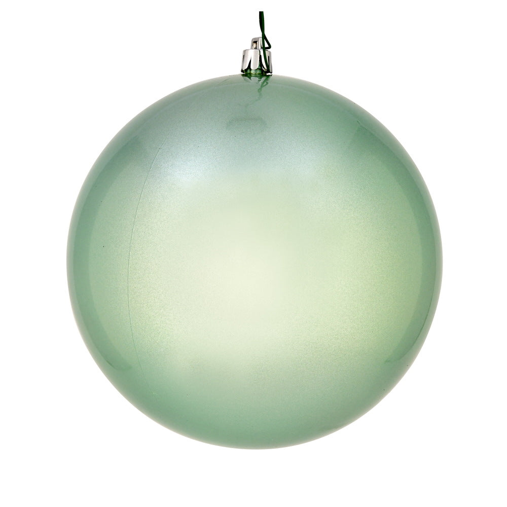 Vickerman 6" Frosty Mint Candy Ball Ornament 4 per Bag