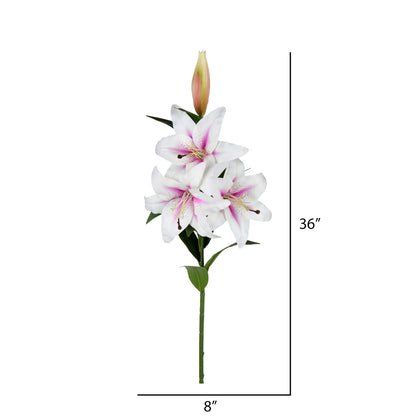 Vickerman 36'' Artificial White and Pink Real Touch Lily Spray. Includes 2 sprays per pack.