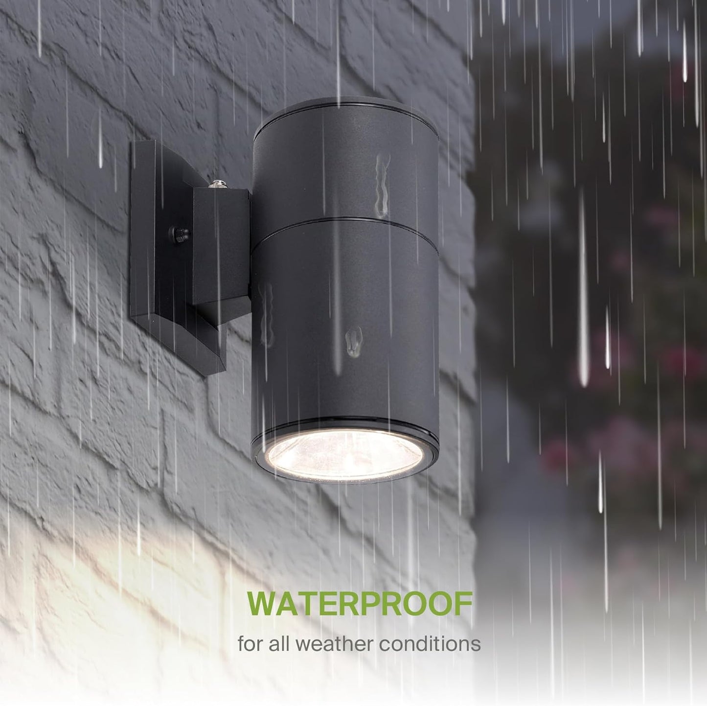 ASD Lighting BULB Round Outdoor Wall Cylinder with Photocell, Up or Downlight Fixture, 120V, 60W Max, 7.88", 50°, Black Finish, 2Pack