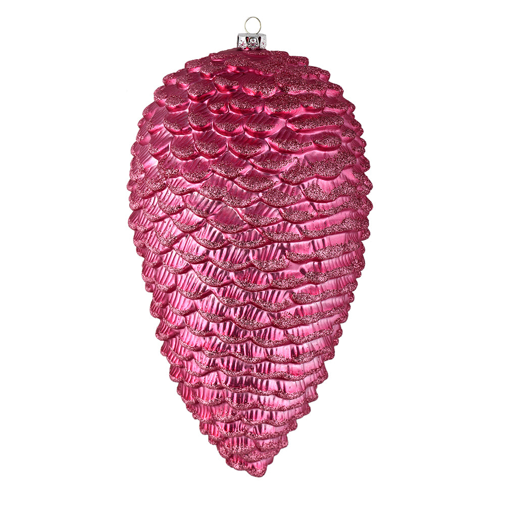 Vickerman 7" Mauve Matte Glitter Pinecone Christmas Ornament 4 per set