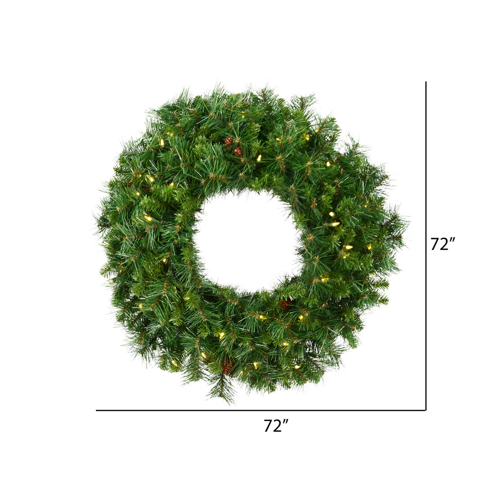 Vickerman 72" Cheyenne Pine Artificial Christmas Wreath Warm White LED Lights