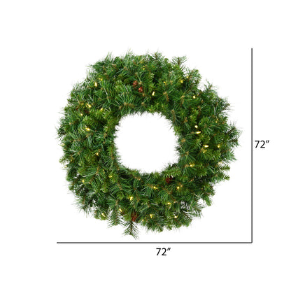 Vickerman 72" Cheyenne Pine Artificial Christmas Wreath Warm White LED Lights