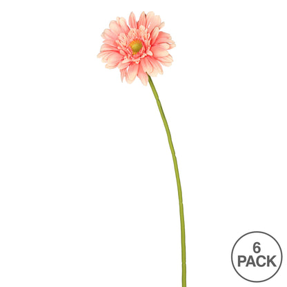 Vickerman 21" Artificial Light Pink Gerbera Daisy Stem 6 per Bag