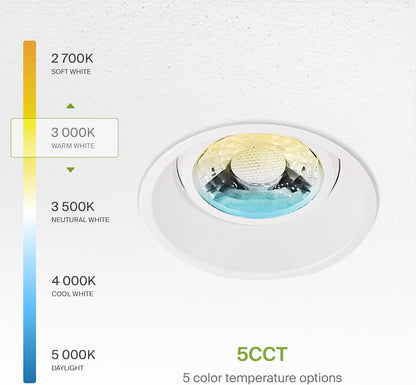 ASD Lighting LED Trimless Downlight Gimbal Round 2inch 8W 120V Triac 2700/3000/3500/4000/5000K White ETL Energy Star