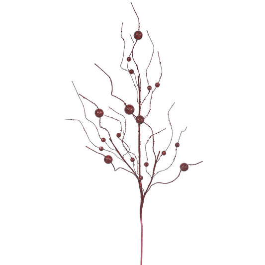 Vickerman 37" Burgundy Glitter Ball Artificial Christmas Spray. Includes 6 sprays per pack.