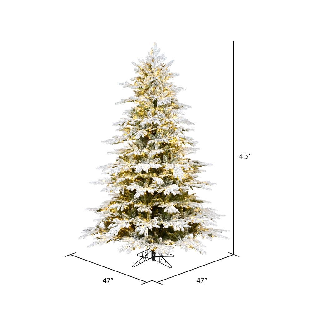 Vickerman 4.5' x 47" Flocked Kamas Fraser Tree Warm White Low Voltage 3MM LED Lights.