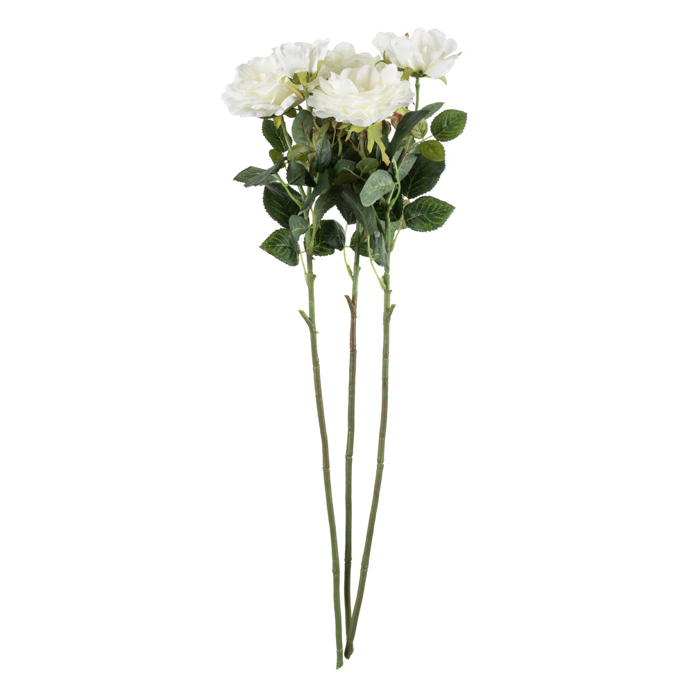 Vickerman 27" Artificial White Rose Stem Set of 3
