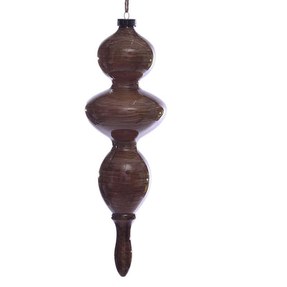 Vickerman 14" Brown Wood Grain Bubble Finial Ornament Pack of 3