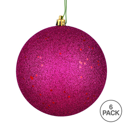 Vickerman 4" Berry Red Sequin Ball Ornament 6 per Bag