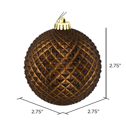 Vickerman 2.75" Chocolate Durian Glitter Ball Ornament 12 per Bag