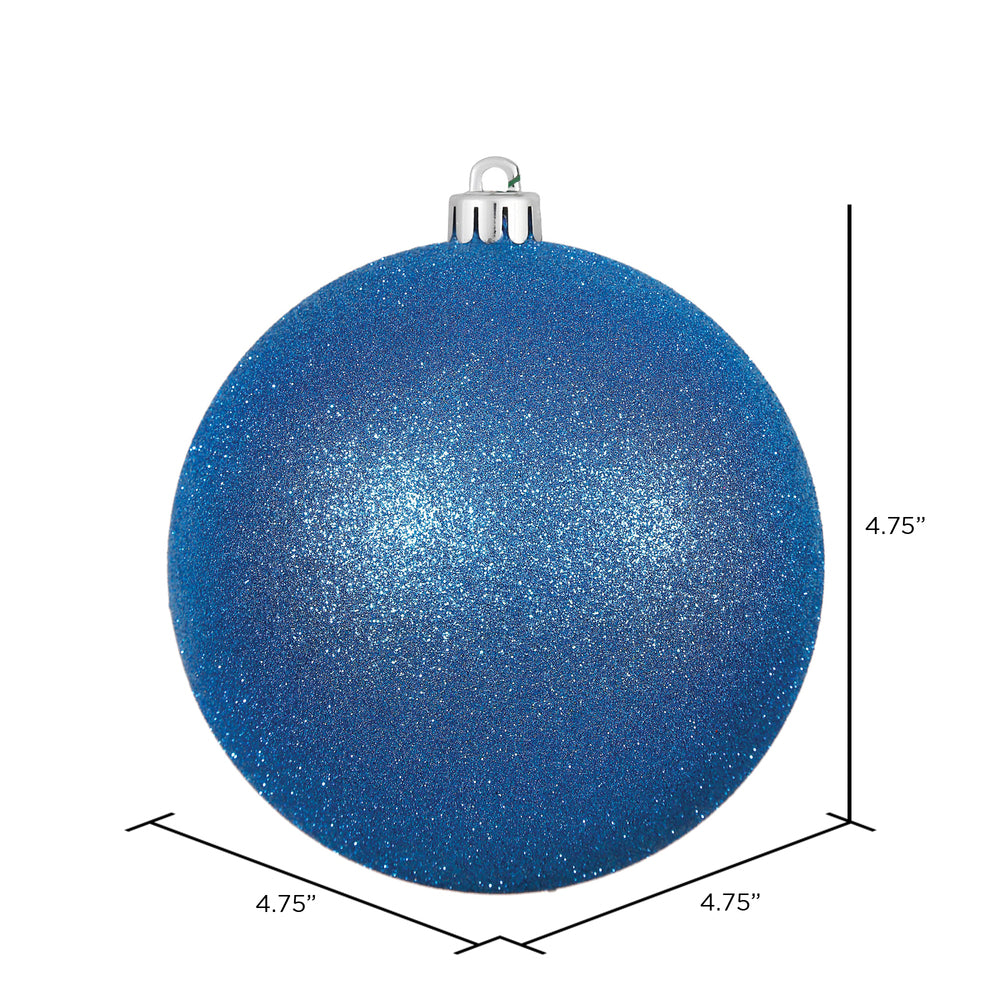 Vickerman 4.75" Blue Glitter Ball Ornament 4 per Bag