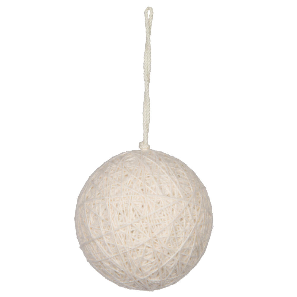 Vickerman 5" Ivory Wool String Wrapped Ball Ornament 2 per bag.