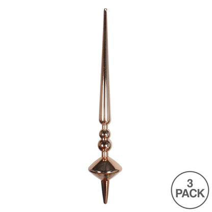 Vickerman 12" Rose Gold Shiny Cupola Finial Ornament Pack of 3