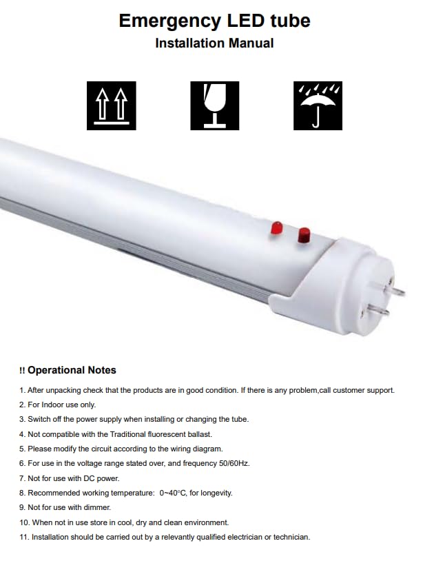 Damar- 4Ft T8 LED Emergency Tube Light Bulb Emergency Mode:680 Lumen for 90min Single-Ended Bypass 15W 2000 Lumen 3500K Neutral White G13 Base 120-277V Pack of 10- Fluorescent Replacement for Garage