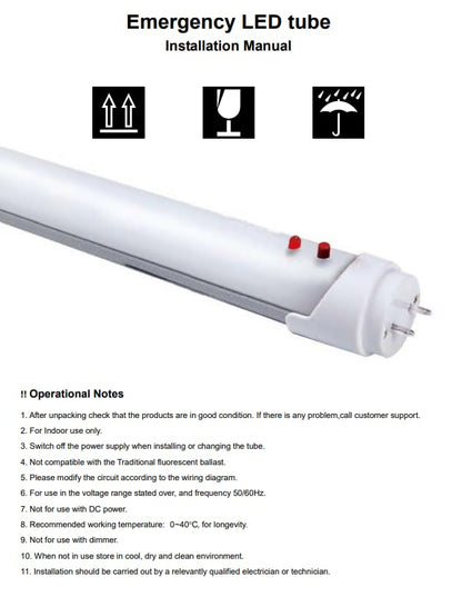 Damar- 4Ft T8 LED Emergency Tube Light Bulb Emergency Mode:680 Lumen for 90min Single-Ended Bypass 15W 2000 Lumen 3500K Neutral White G13 Base 120-277V Pack of 10- Fluorescent Replacement for Garage