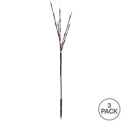 Vickerman 60 Gold Wide Angle LED Twig Light Set on Brown Wire Pack of 3