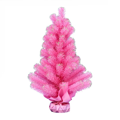 Vickerman 2' x 16" Pink Tinsel Artificial Christmas Tree Unlit