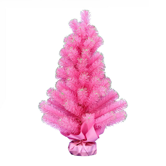Vickerman 2' x 16" Pink Tinsel Artificial Christmas Tree Unlit