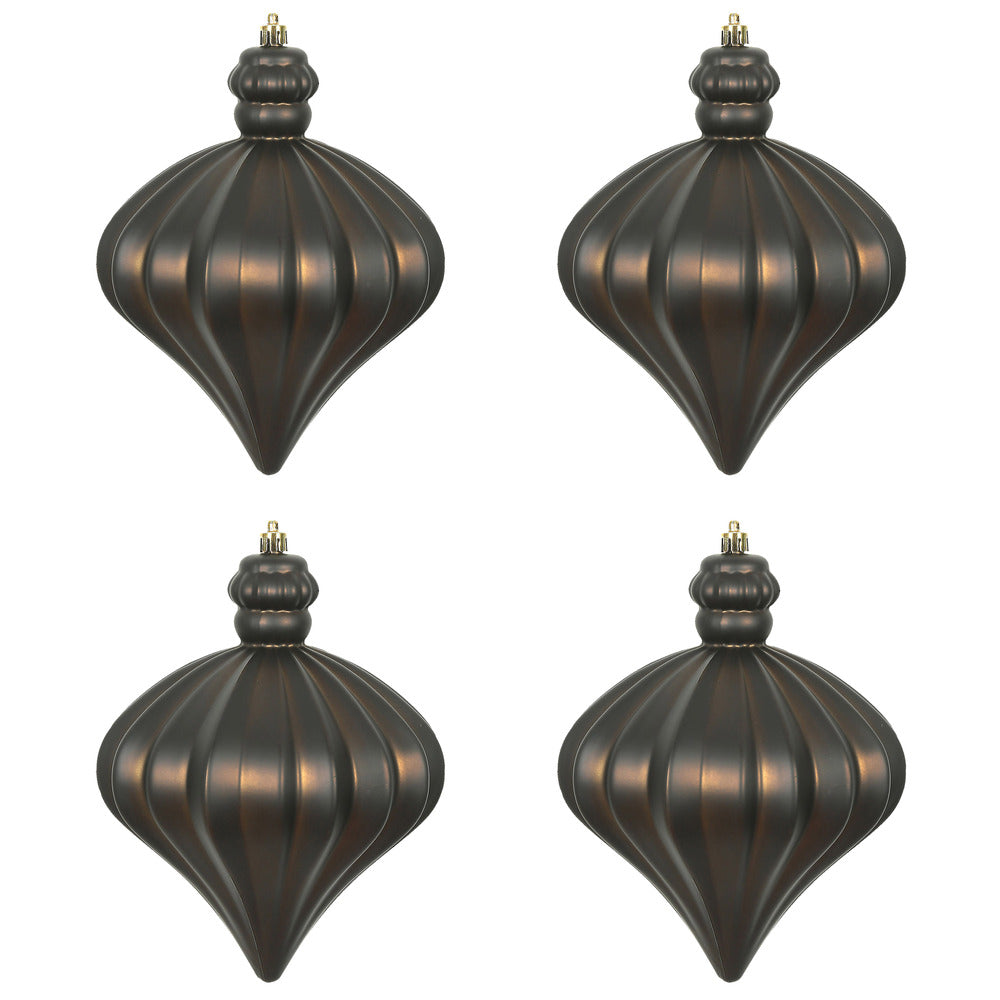 Vickerman 6" Chocolate Matte Onion Drop Christmas Ornament 4 per pack