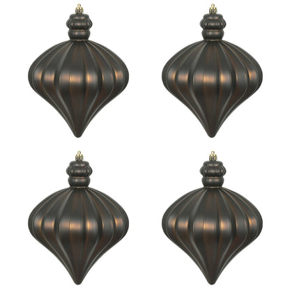 Vickerman 6" Chocolate Matte Onion Drop Christmas Ornament 4 per pack