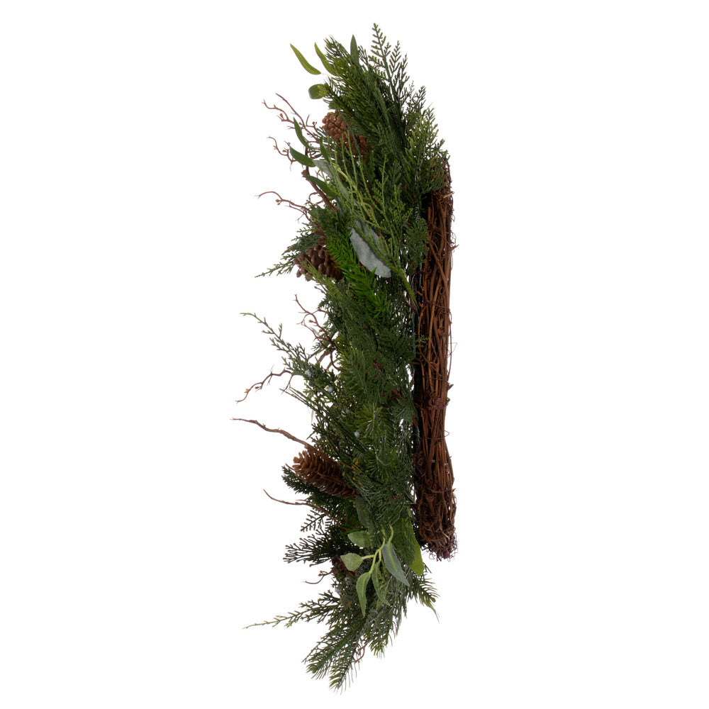 Vickerman 24" Cedar Pine Cone Twig Artificial Christmas Wreath Unlit
