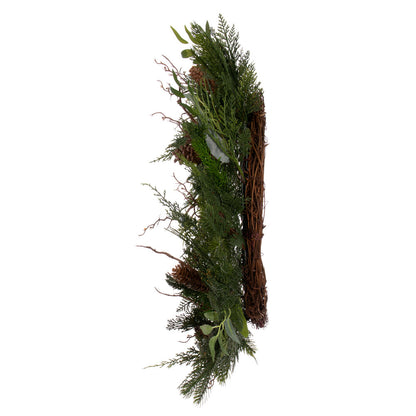 Vickerman 24" Cedar Pine Cone Twig Artificial Christmas Wreath Unlit
