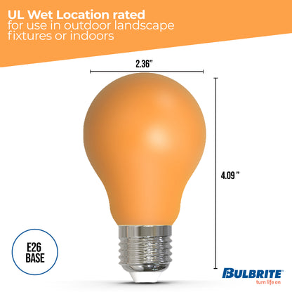 Bulbrite 776106 25-Watt Equivalent Ceramic Amber Color A19 Weatherproof Outdoor E26 Medium Base LED Light Bulb