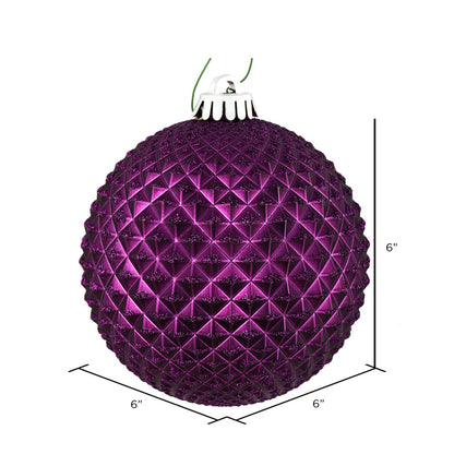 Vickerman 6" Plum Durian Glitter Ball Ornament 4 per Bag