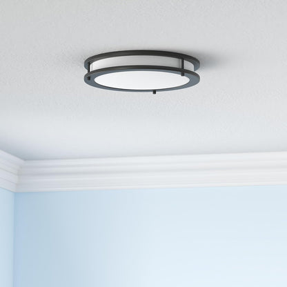 ASD LED Double Ring Flushmount 18" 28W 120V CCT Selectable 3000/4000/5000K Dimmable Black ETL Energy Star