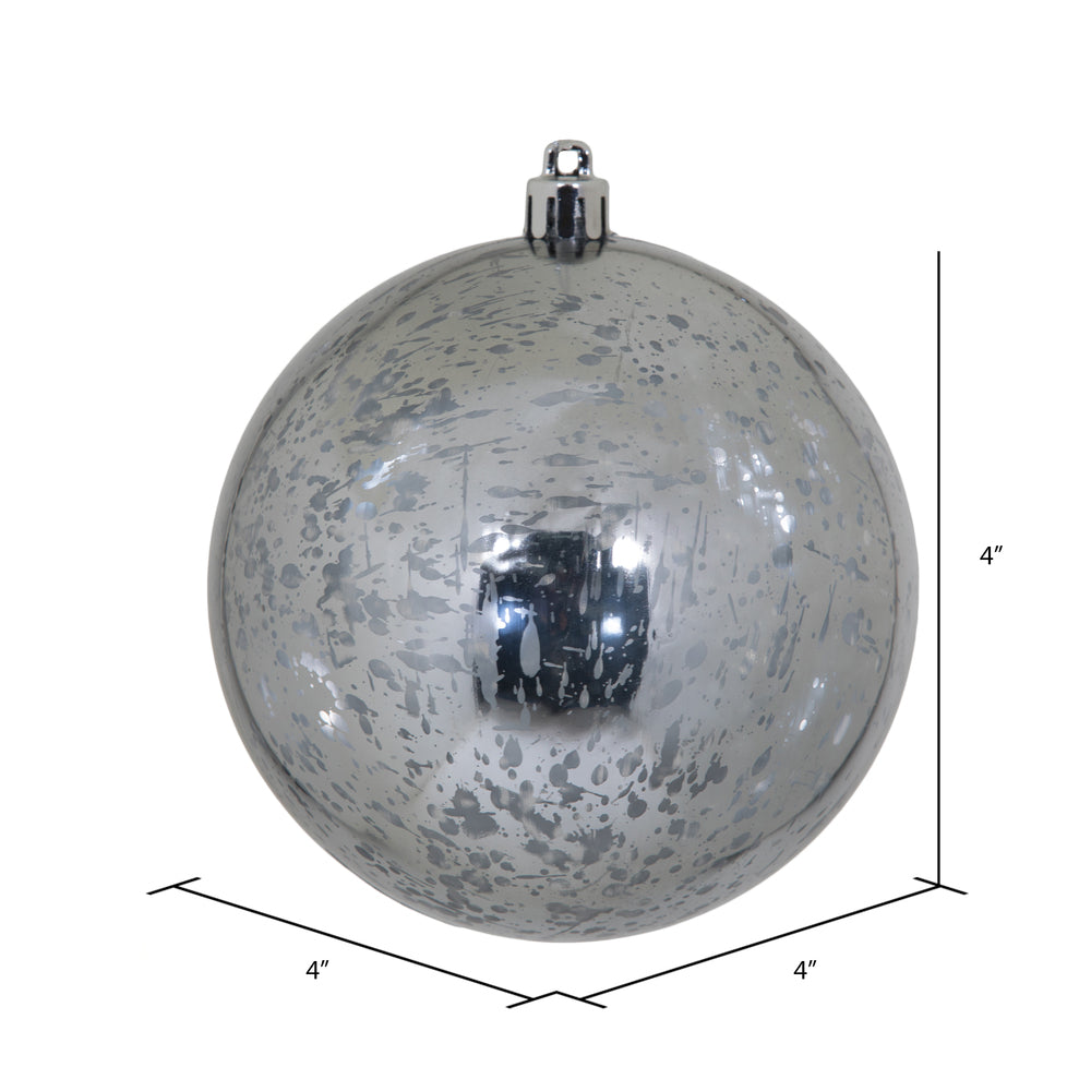 Vickerman 4" Pewter Shiny Mercury Ball Ornament 6 per Bag.