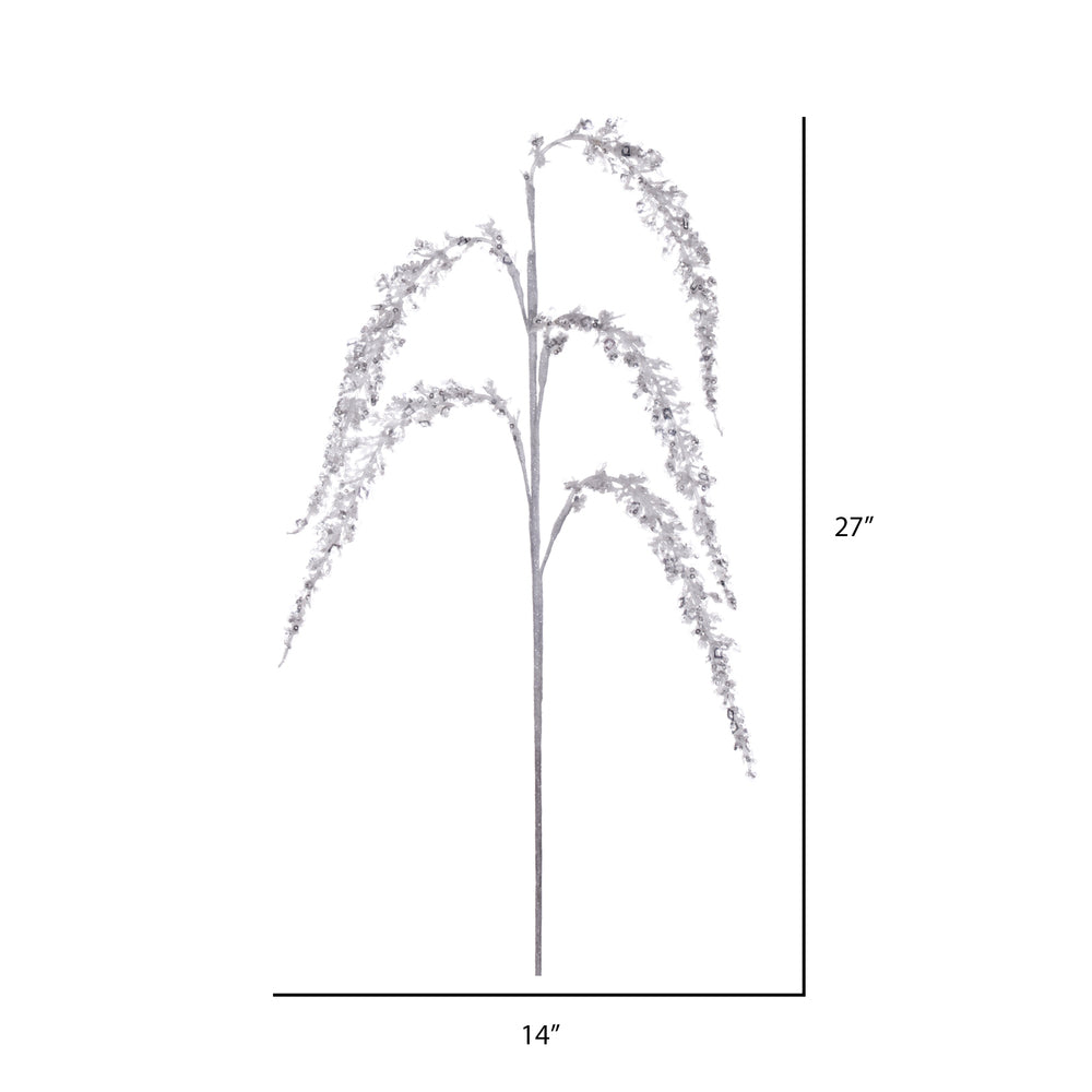 Vickerman 27" Artificial White Glitter Setaria Christmas Spray 3 sprays per pack.