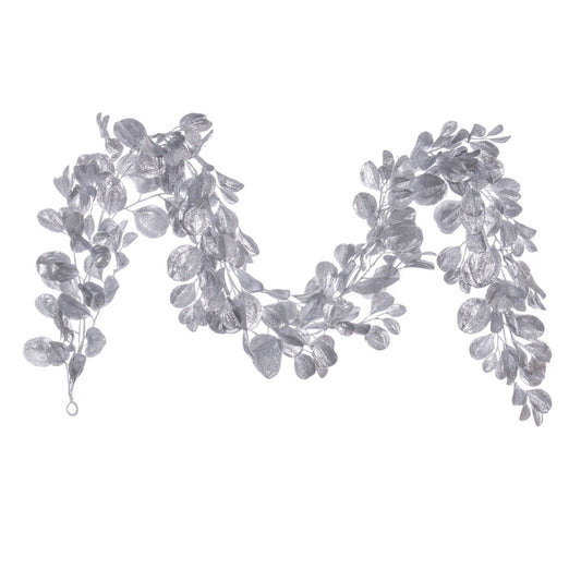 Vickerman 6' Silver Artificial Dogwood Glitter Garland.